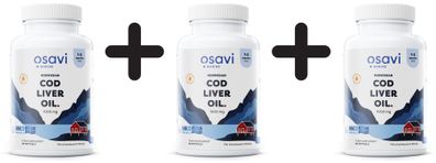 3 x Osavi Norwegian Cod Liver Oil Softgels, 1000mg (Lemon) - 90 softgels