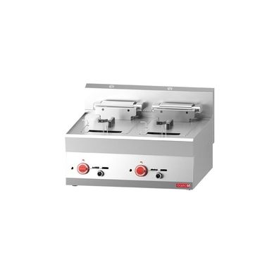 Gastro Fritteuse mit 2x 10 Liter - Edelstahlgehäuse, 15 kW, 400 V