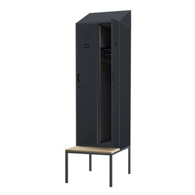 Umkleidespind Umkleideschrank Schließfachschrank mit Sitzbank 229,5x60x85 cm
