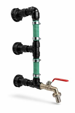 flexibler 3-fach IBC Regentonnenverbinder übereinander Adaptergröße DN 50