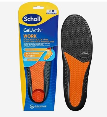 Scholl GelActiv Einlegesohlen Work für Arbeitsschuhe in GelWave 40.5-46 (2 Pack)