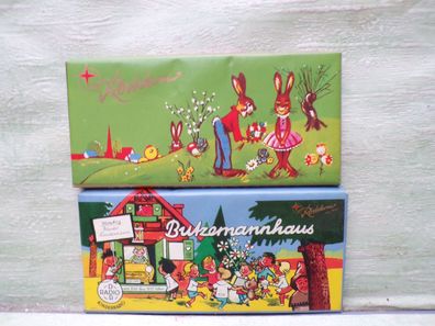 2 Schokoladentafeln Butzemannhaus Rotstern DDR Radio Kinderland 2007/2008 Osterhase