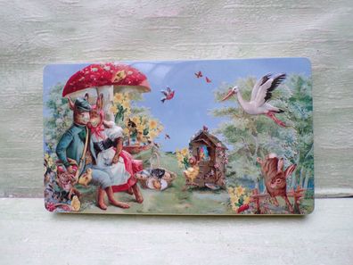 geprägte Relief Blechdose Heidel Confiserie Ostern Osterhase Klapperstorch Küken