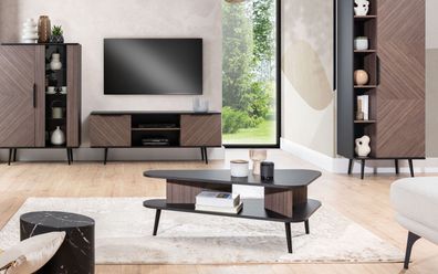 Couchtisch Pinelli PE02, Kaffeetisch, Wohnzimmer Tisch mit Metallfüßen