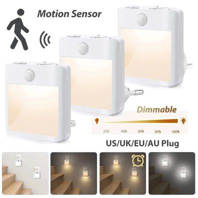 2-pack LED Night Light Plug-in Dimmable Warm White and Cool White with Motion Detecto