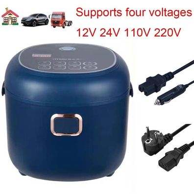 2L Four-Voltage Rice Cooker 12V/24V/110V/220V for Car & Home Travel