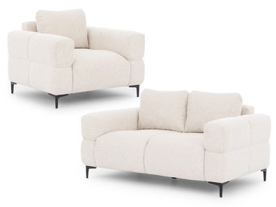 Cardea - Moderne Polstergarnitur 2 + 1 aus weichem Strukturstoff in Bubble-Optik
