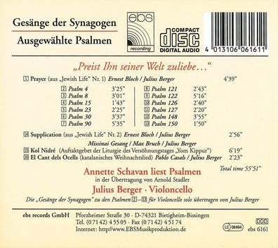 Various: Various: Julius Berger - Gesänge der Synagogen "Preis