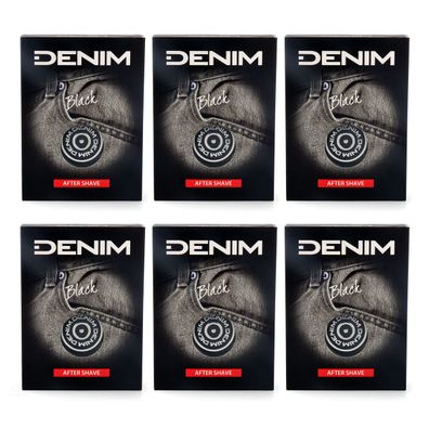6x DENIM BLACK After Shave 100ml - erfrischendes Rasierwasser