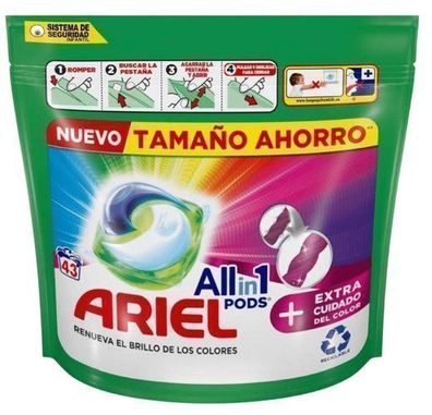 Ariel All-in-1 Waschmittel-Pods, 43 Stueck, Farbenfrohe Reinigung