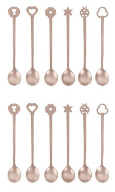 Living Antique Sambonet Set 12 Partylöffel Portafort/PVD Champ. 52649P23