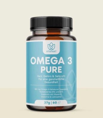Vitafant Omega 3-Hochdosiert mit EPA/DHA &Vitamin E,100 % gluten-& laktosefrei