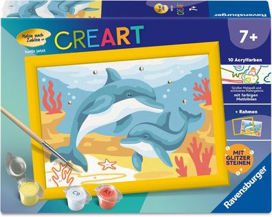Ravensburger CreArt 12023115 - Verspielte Delfine - Malen nach Zahlen für Kinder ab 7