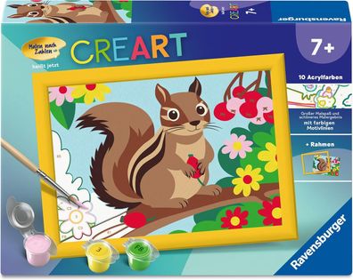 Ravensburger CreArt 12023127 - Streifenhörnchen- Malen nach Zahlen für Kinder ab 7 Ja