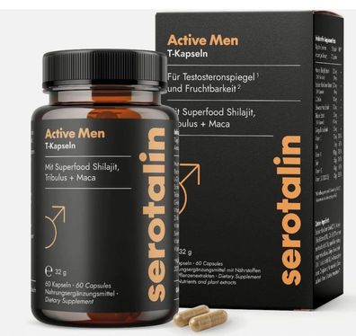 Serotalin ACTIVE MEN Maca Capsules For Men - Fenugreek + Shilajit - 60 Capsules