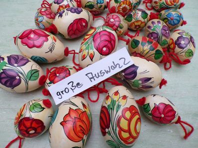 80/90er Gänseei & Hühnerein handbemalt aus Ungarn / Okraine floral Blumen Ostern