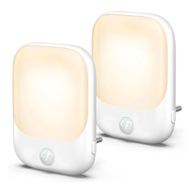 2-pack LED Night Light Plug-in Dimmable Warm White with Dusk Sensor for Stairs, Bedro
