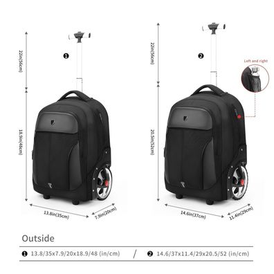20 Inch Rolling Laptop Backpack - Wheeled Carry-On Trolley Bag