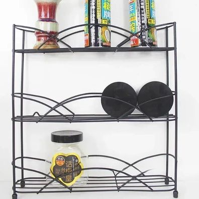 3-Tier Wall Mount Countertop Spice Rack Organizer Cabinet with Rubber Feet