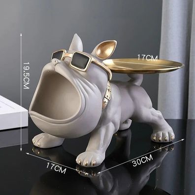 30cm Bulldog Figurine Statue - Resin Craft Storage Box, Home Decor Sculpture