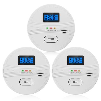 3X CO Carbon Monoxide Detector, CO Detector, Fire Alarm, Gas Detector, 10 x 10 x 4 cm