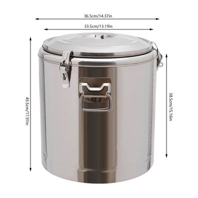 40L Stainless Steel Food Warmer, 36.5 * 45.5cm Large Capacity Storage Bucket