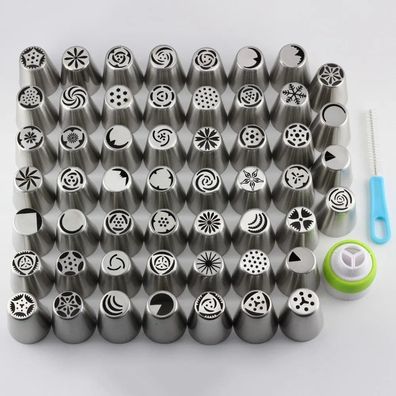 55 Pcs Stainless Steel Russian Tulip Icing Piping Nozzles Set