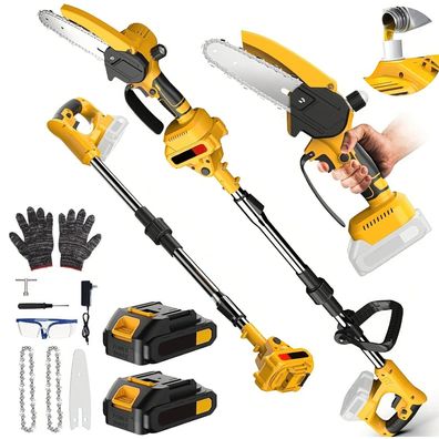 8 Inch Telescopic Pole Electric Chainsaw 3000W - For Makita 18V/21V (2 Batteries)