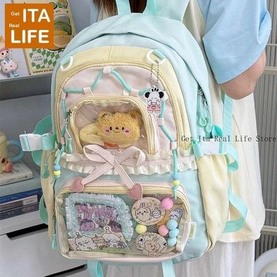 Anmie Clear Ita Backpack for Women - Ruffles, Bows, Pin Display
