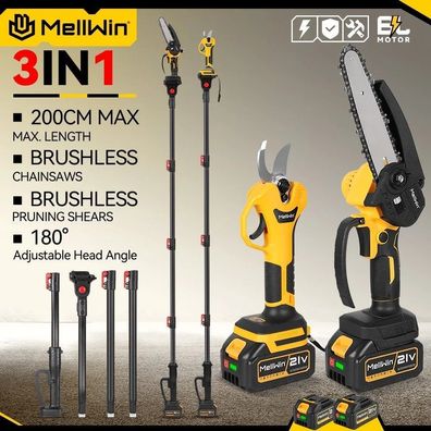 Brushless Electric High Branch Saw - 2m Telescopic Pole for Makita 18V Battery