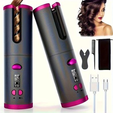 Cordless, automatically rotating curling iron, ceramic
