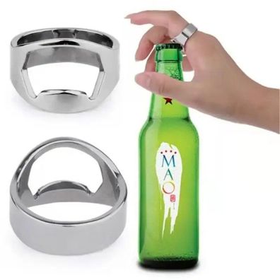 Mini Ring-Shape Can & Bottle Opener - Stainless Steel, Kitchen & Bar Tool
