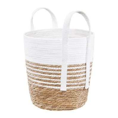 Flechtkorb mit Griffen Boho 30 x 31 cm weiß Ambition