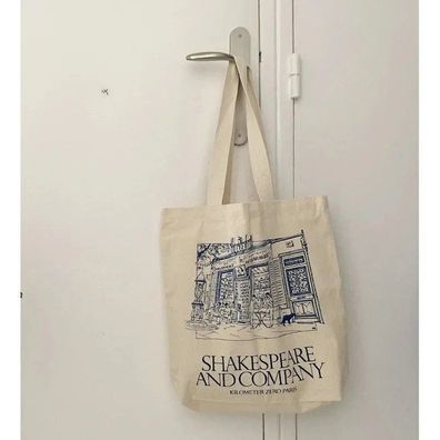 Paris Shakespeare Bookstore Canvas Bag, 34x38cm Soft Square Shoulder Bag