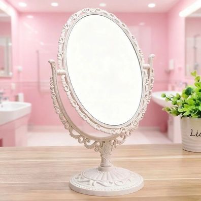 Retro Desktop Makeup Mirror - 360° Rotation, Double-Sided, Decorative