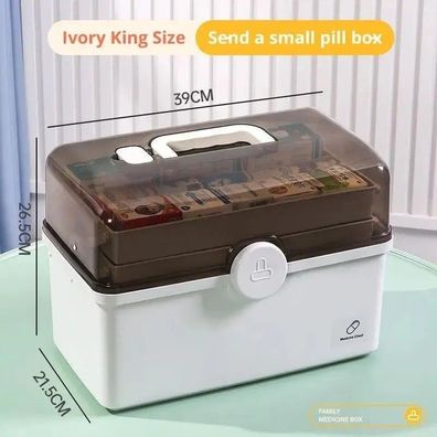 White Large Capacity Medicine Box, Multi-Layer Classification Storage for Home