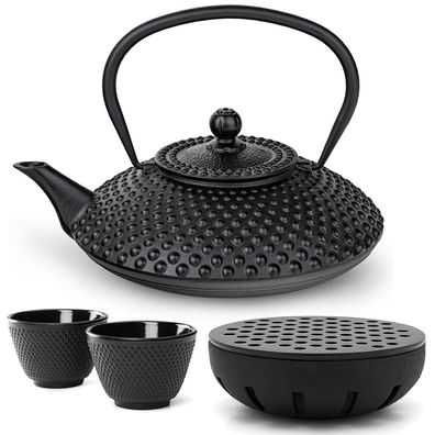 Bredemeijer Teekanne Gusseisen Set Induktion 1.25 L schwarz & Teewärmer 2 Becher