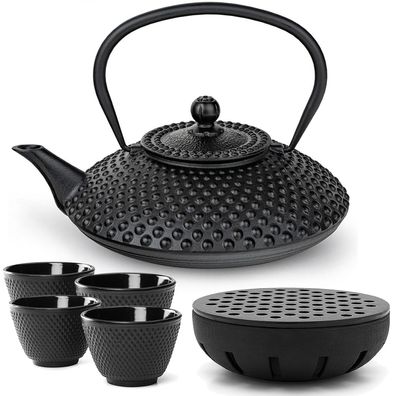 Bredemeijer Teekanne Gusseisen Set Induktion 1.25 L schwarz & Teewärmer 4 Becher