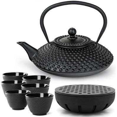 Bredemeijer Teekanne Gusseisen Set Induktion 1.25 L schwarz & Teewärmer 6 Becher