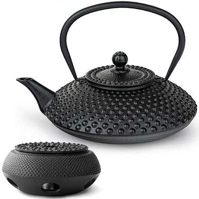 Bredemeijer Teekanne 1.25 L Induktion Gusseisen schwarz Gusskanne Guss-Stövchen