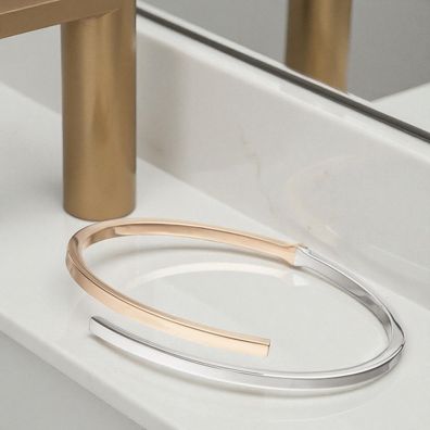 Armreif Armband oval 925 Sterling Silber bicolor rotgold vergoldet