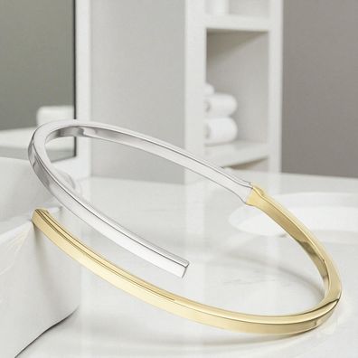 Armreif Armband oval 925 Sterling Silber bicolor vergoldet