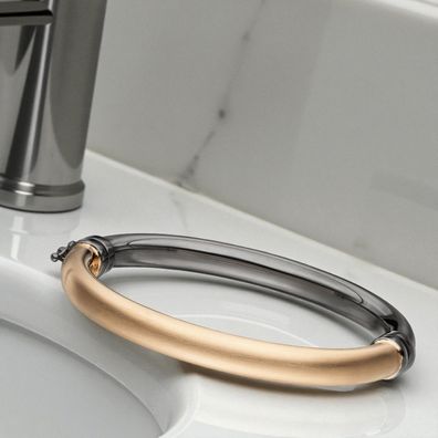 Armreif Armband 925 Sterling Silber bicolor vergoldet teil matt