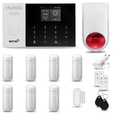 Alarm System mit Funk Alarmsirene HXA005 2G, 7x Bewegungssensor, Smart Home Security