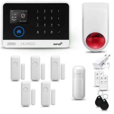 Funk Alarmanlage Set HXA003 WiFi + GSM4G mit Alarm | Alarm System mit 5x Türsensoren