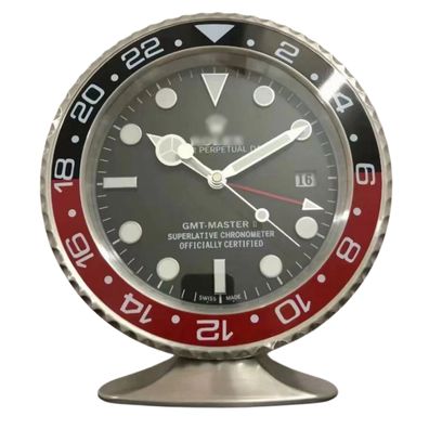Tischuhr Rolex GMT-Master 2 Coke Schwarz Rot Stahl Oyster Perpetual Dealer Display