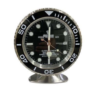 Tischuhr Rolex Submariner Date Schwarz Stahl Oyster Perpetual Dealer Display 34cm