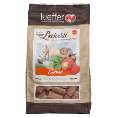 Kieffer Leckerli Erdbeer - natürlicher Leckerbissen für Pferde - 1 kg