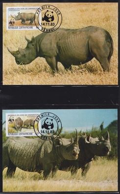 Zentralafrikanische Republik 983 Maximumkarte MiNr. 361-365 WWF Spitzmaulnashorn