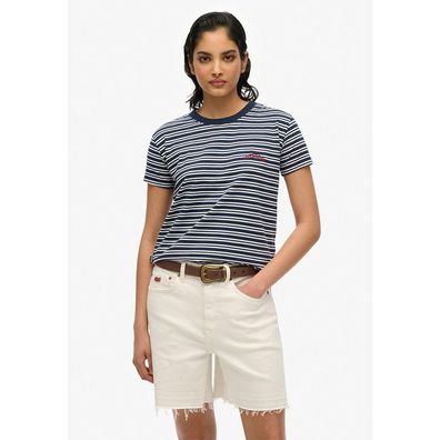 T-Shirt Superdry Essential Logo Str Fitted Gestreift Blau